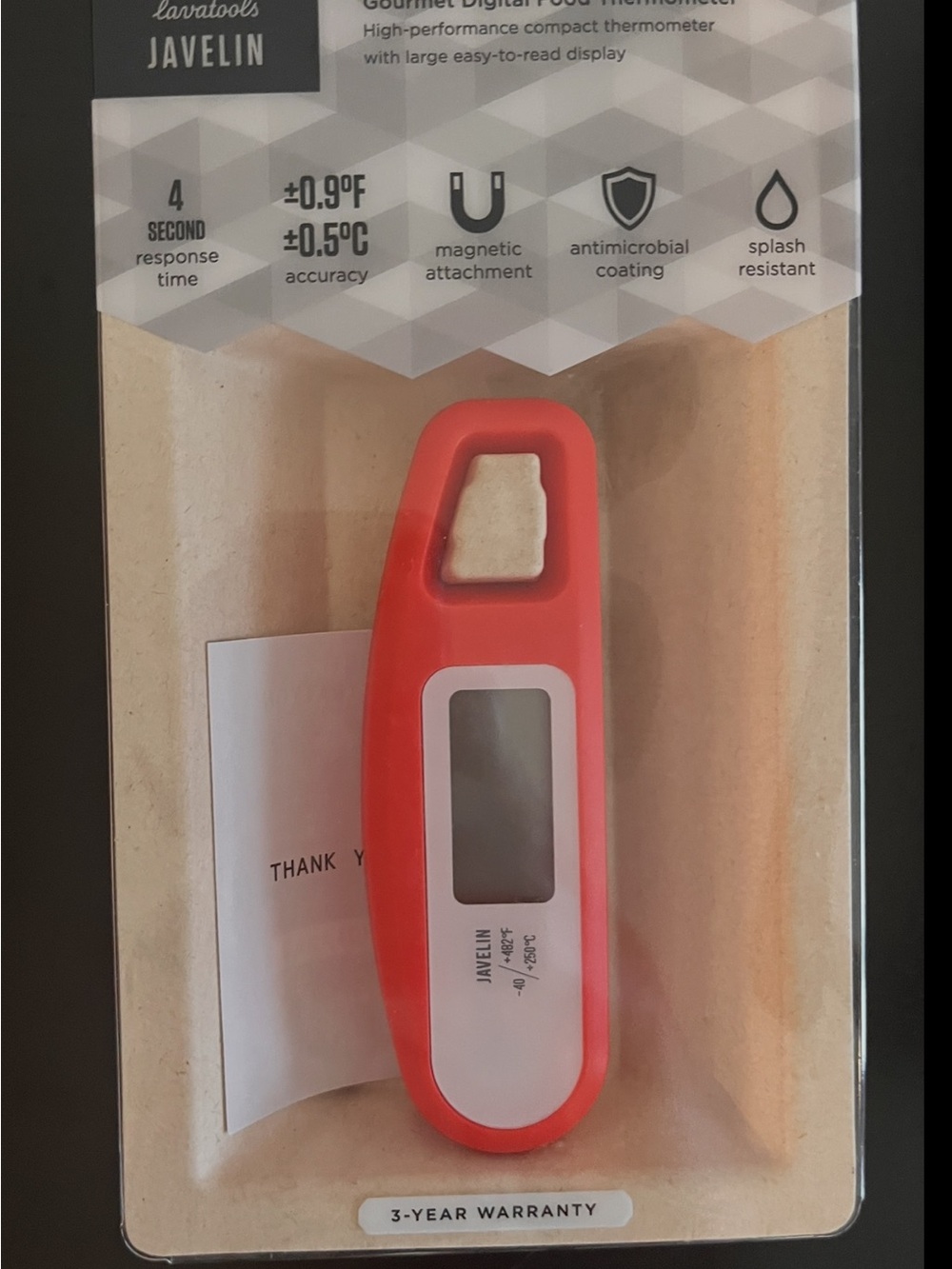 Javelin Digital Food Thermometer - Orange and White